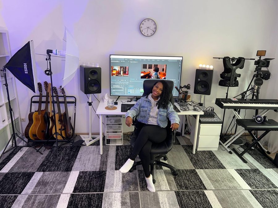 Shantel Bradford in the studio